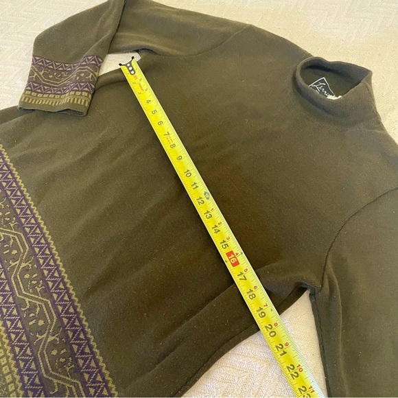VTG Lennie brand green mock neck sweater with purple and green patterns L Women - Picture 4 of 10